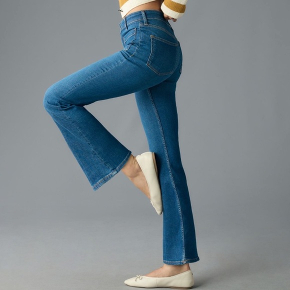 Anthropologie Pilcro The Yaya Patch Pocket Mid Rise Crop Flare Jeans - Picture 2 of 6